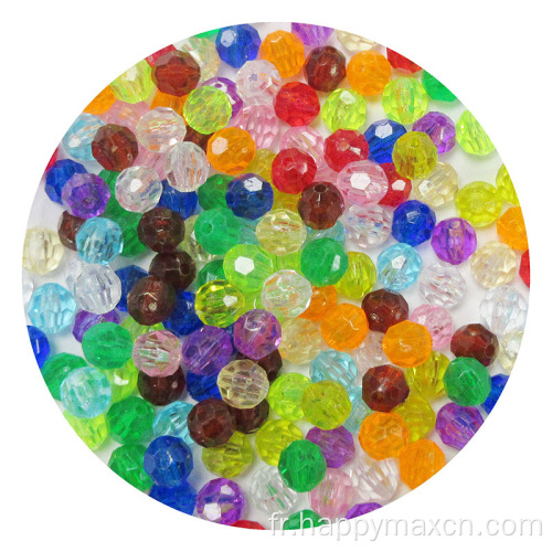 Assortiments de perles acryliques en vrac à facettes multiples